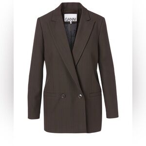 GANNI Jacket | 38 | US 6 / 8 | Small / Medium | Brown Plaid Blazer | Oversized